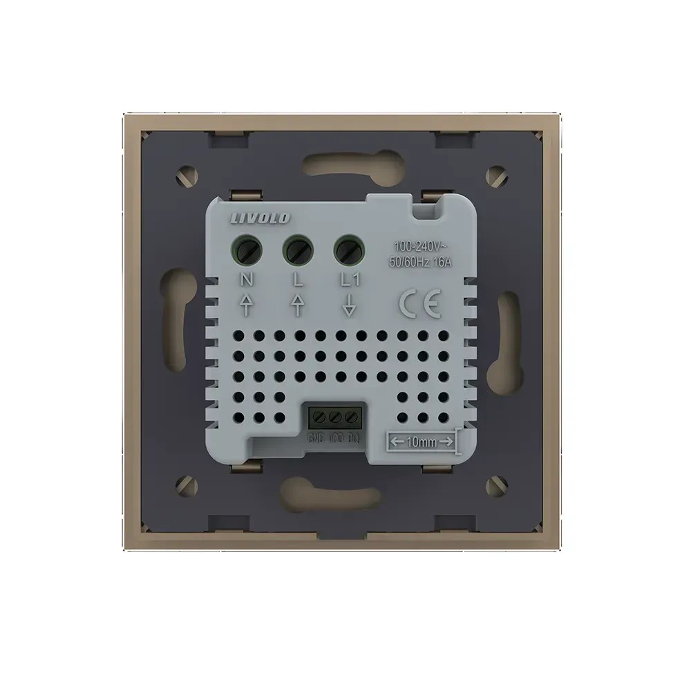 Терморегулятор (термостат) сенсорный программируемый золото LIVOLO со стекляной рамкой VL-C701TM2-13